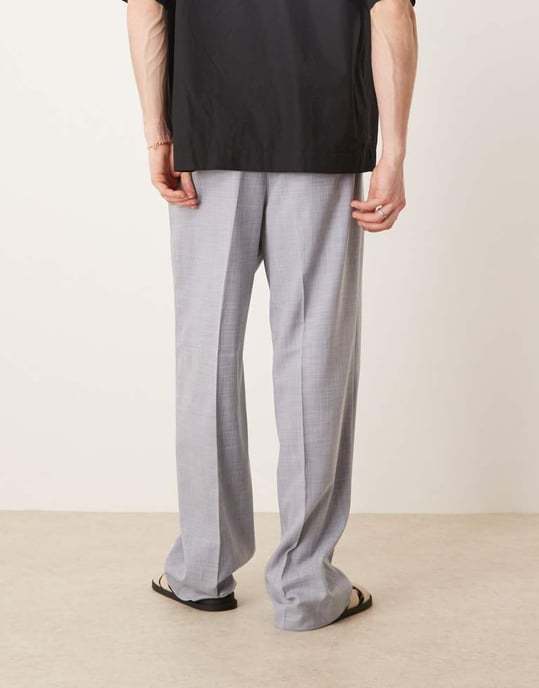 ASOS DESIGN smart vida byxor med framfåll i dammig blå rutigt - Image 2