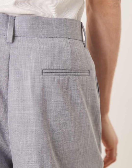ASOS DESIGN smart vida byxor med framfåll i dammig blå rutigt - Image 3