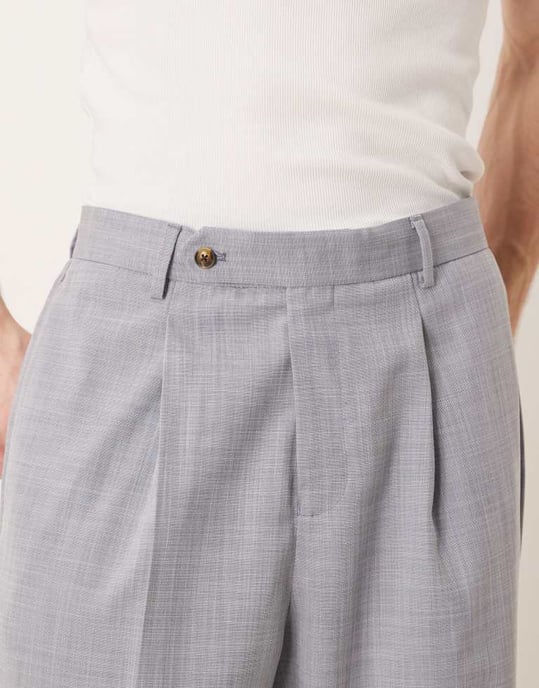 ASOS DESIGN smart vida byxor med framfåll i dammig blå rutigt - Image 4
