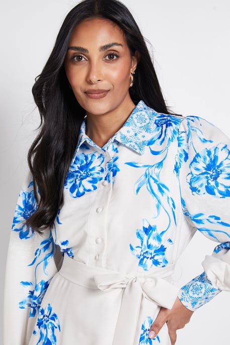 Petite Floral Belted Midi Shirt Dress - Image 4