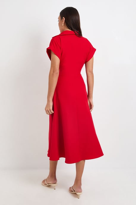 Formal Front Tie Shirt Midi Dress - Image 3
