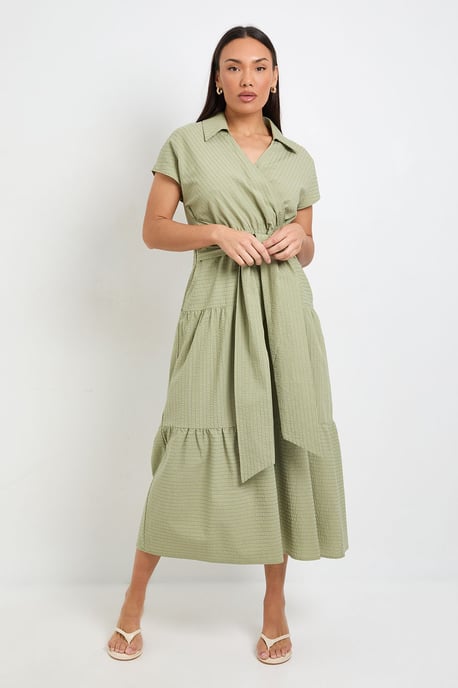 Tiered Tie Waist Midaxi Dress - Image 1