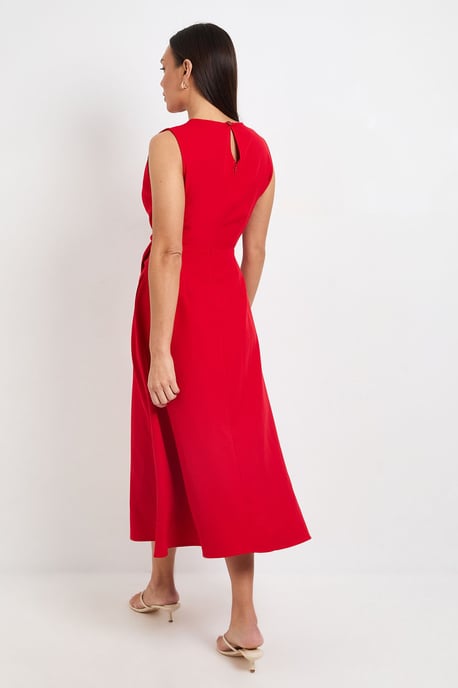 Formal Tie Front Belted Midi Dress - Image 3