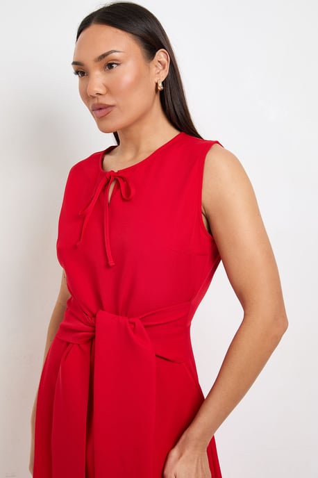 Formal Tie Front Belted Midi Dress - Image 4