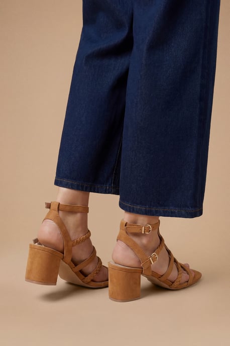 Ynes Faux Suede Block Heeled Open Toe Strappy Sandals - Image 2