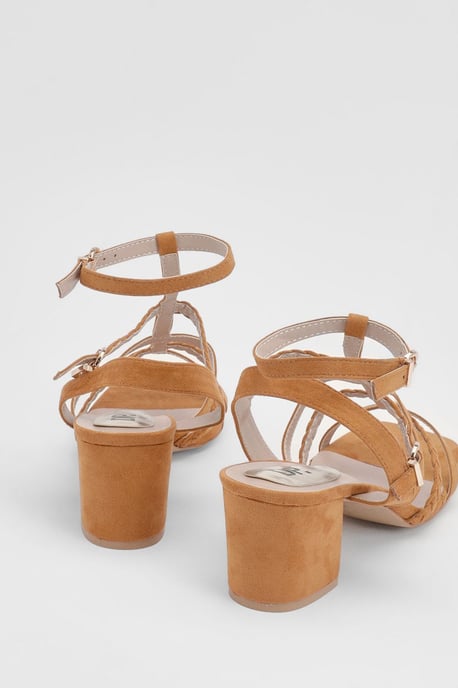 Ynes Faux Suede Block Heeled Open Toe Strappy Sandals - Image 4