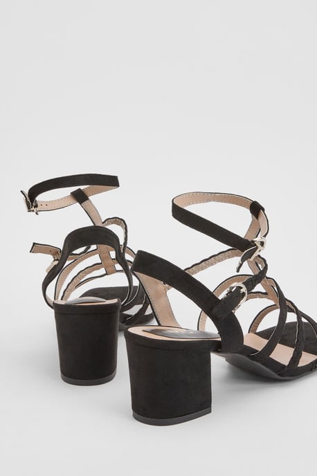 Ynes Faux Suede Block Heeled Open Toe Strappy Sandals - Image 2