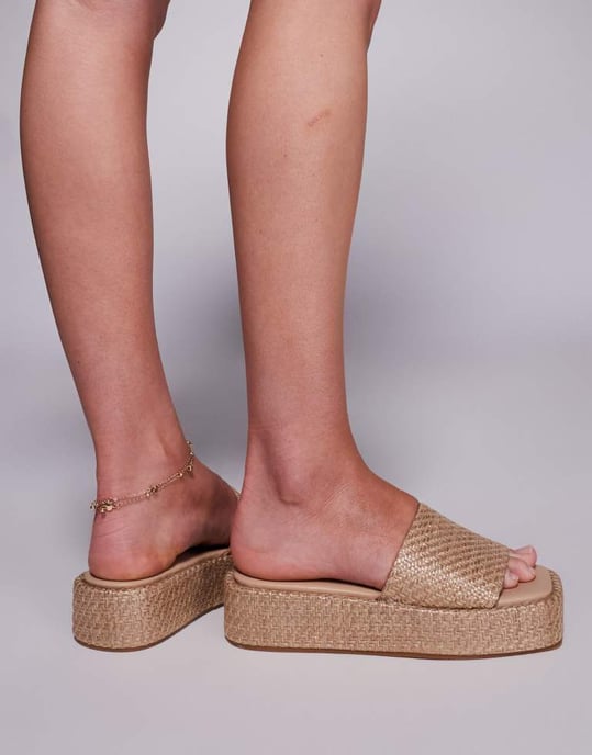 Public Desire Eclipse raffia slip-on flatformsandaler - Image 3