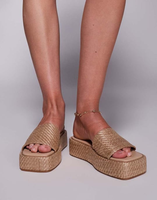 Public Desire Eclipse raffia slip-on flatformsandaler - Image 4