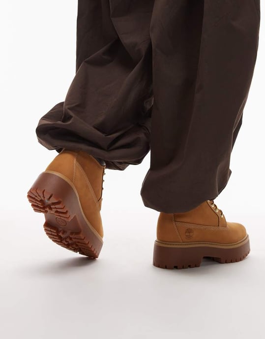 Timberland Stone Street Nellie platform boots in wheat nubuck - Image 4