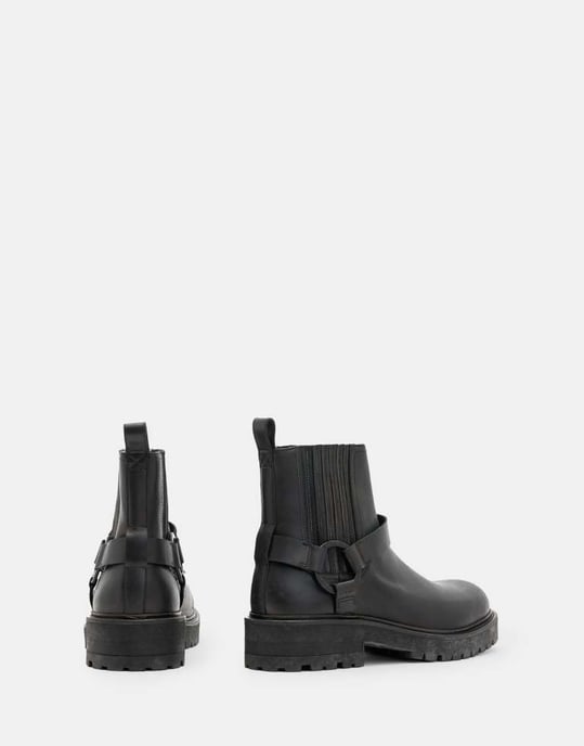 AllSaints hank leather biker boots in black - Image 4