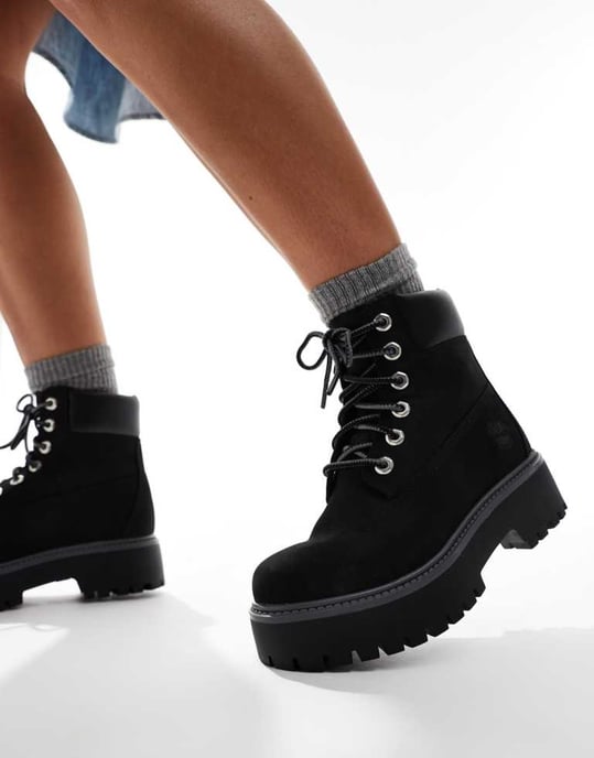 Timberland Stone Street 6 inch elevated boots in black nubuck - Image 3