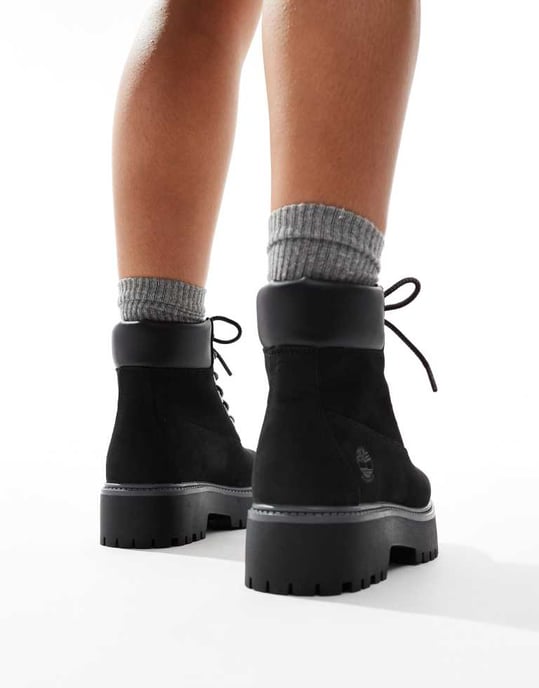 Timberland Stone Street 6 inch elevated boots in black nubuck - Image 4