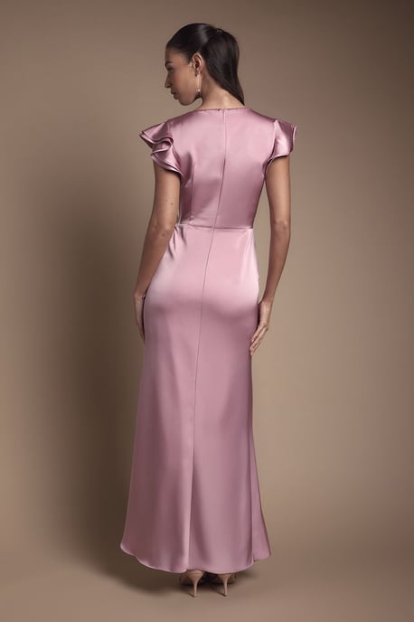 Wrap Front Frill Hem Cap Sleeve Bridesmaid Dress - Image 3