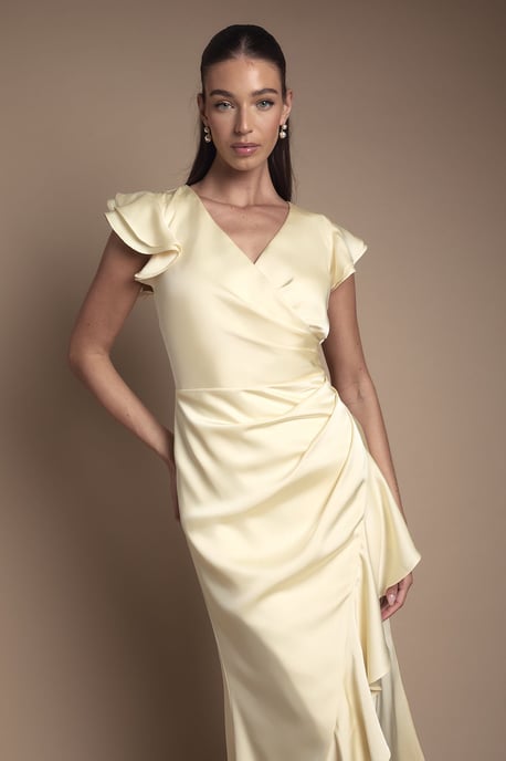 Wrap Front Frill Hem Cap Sleeve Bridesmaid Dress - Image 2