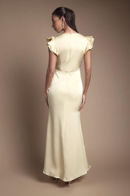 Wrap Front Frill Hem Cap Sleeve Bridesmaid Dress - Image 3