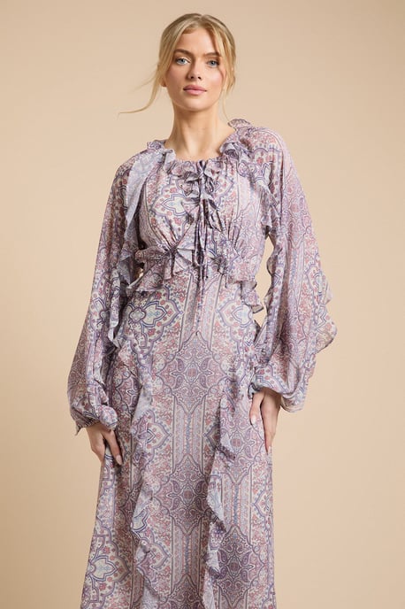 Frill Keyhole Maxi Dress - Image 2
