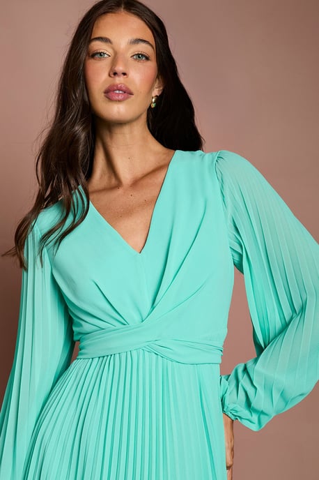 Pleated Wrap Front Dress - Image 4
