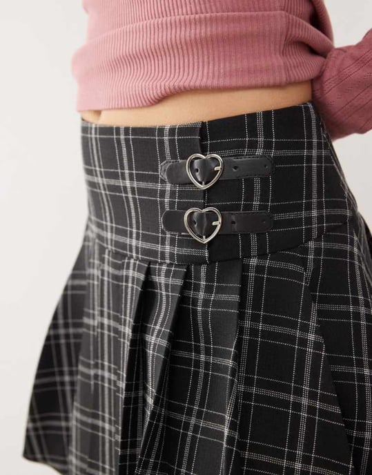Miss Selfridge plisserad minikjol i rutigt mönster - Image 3