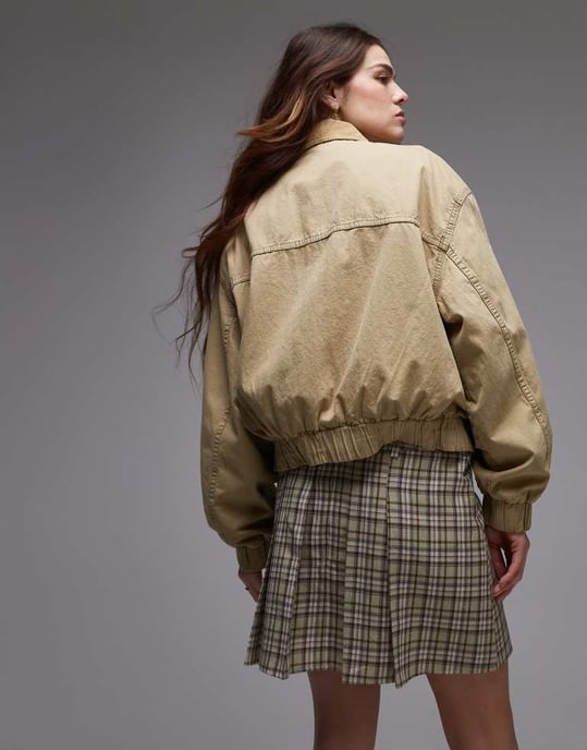Topshop boxpleat minikjol i grön rutig - Image 4