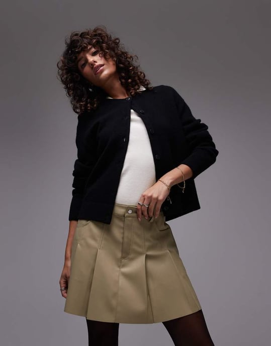 Topshop fusk läder fickfavorit mini i salvia - Image 4