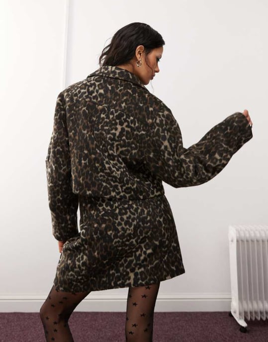 Återvunnen vintage mini skräddarsydd kjol i leopardmönster - Image 4