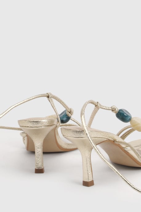 Bead Detail Asymmetric Strappy Stiletto Heels - Image 4