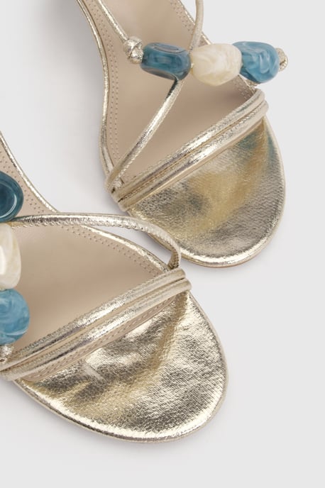 Bead Detail Asymmetric Strappy Stiletto Heels - Image 5