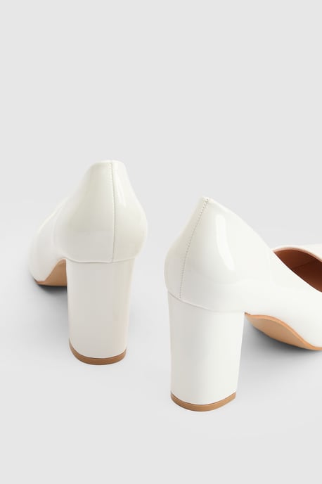 Elaina Faux Leather Block Heel Court Shoes - Image 2