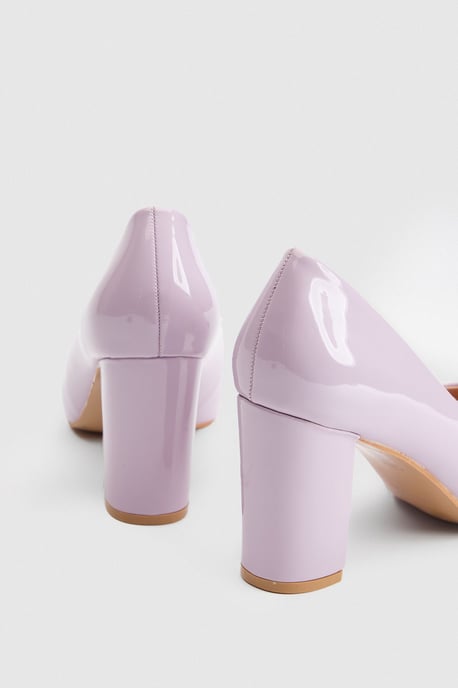 Elaina Faux Leather Block Heel Court Shoes - Image 2