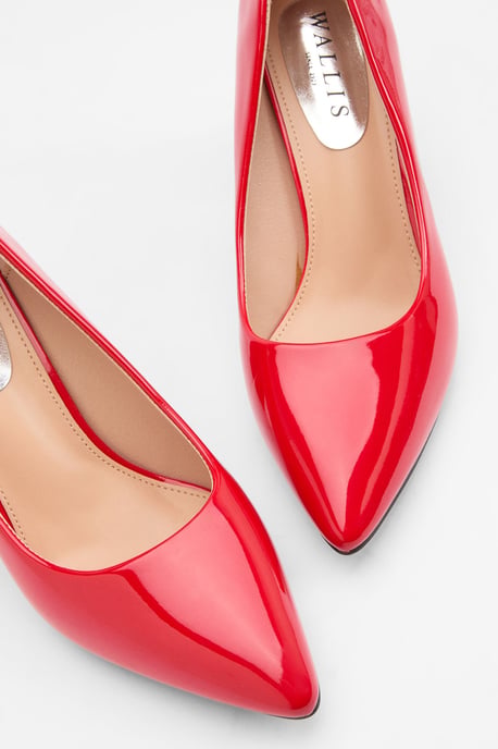 Elaina Faux Leather Block Heel Court Shoes - Image 3