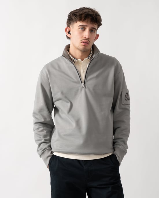 Hartsfield Moose Knuckles Hartsfield 1/4 Zip Sweatshirt Quarter Zip Sweatshirt in Grey - Image 1