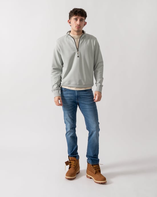 Broad Peak 1/4 Zip Sweatshirt in Light Grey - Image 3
