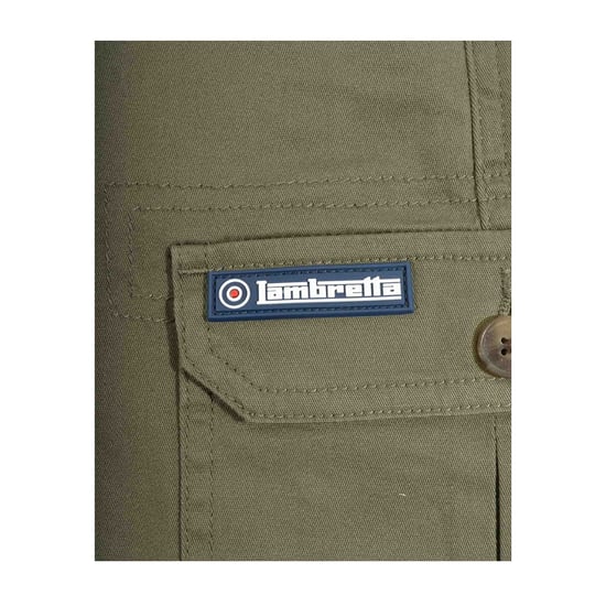 Lambretta Heren Rubberised Logo Cargo Shorts (Khaki Groen) - Image 3