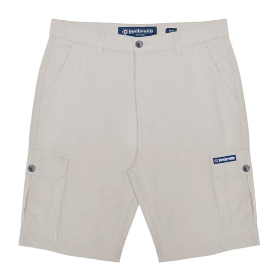 Lambretta Heren Rubberized Logo Cargo Shorts (Havermout) - Image 1