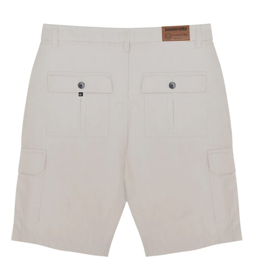 Lambretta Heren Rubberized Logo Cargo Shorts (Havermout) - Image 2