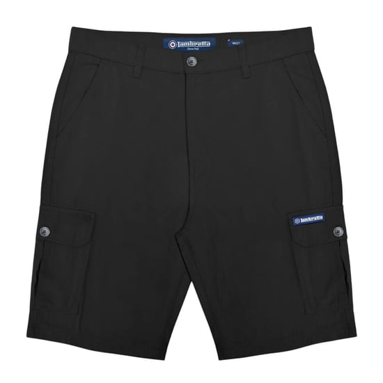 Lambretta Heren Rubber Logo Cargo Shorts (Zwart) - Image 1