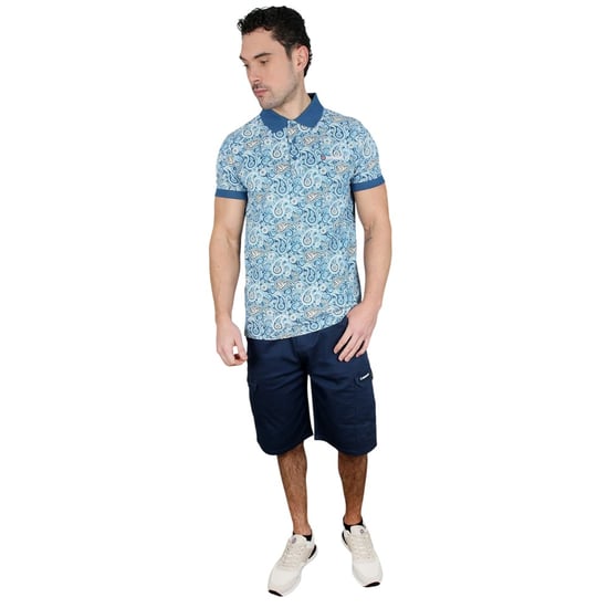 Lambretta Heren Rubberised Logo Cargo Shorts (Marineblauw) - Image 4