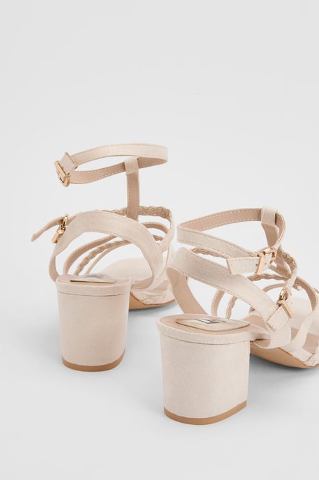 Ynes Faux Suede Block Heeled Open Toe Strappy Sandals - Image 2