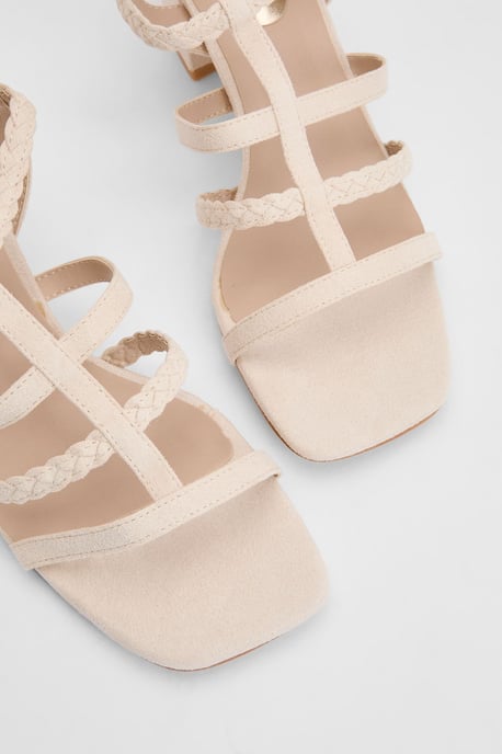 Ynes Faux Suede Block Heeled Open Toe Strappy Sandals - Image 3