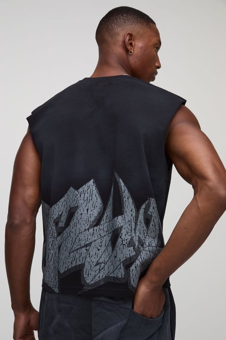 Shrunken Boxy Washed Graffiti Tank & Relaxed Shorts Set - Image 3