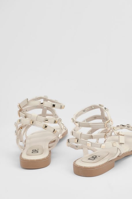 Micheala Faux Leather Studded Gladiator Flat Sandals - Image 4
