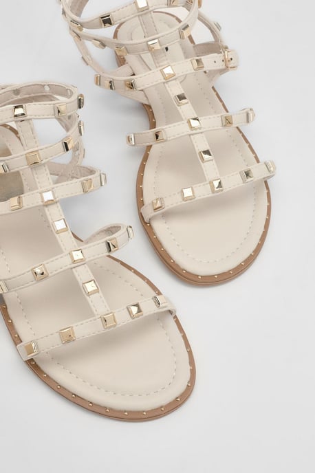 Micheala Faux Leather Studded Gladiator Flat Sandals - Image 5
