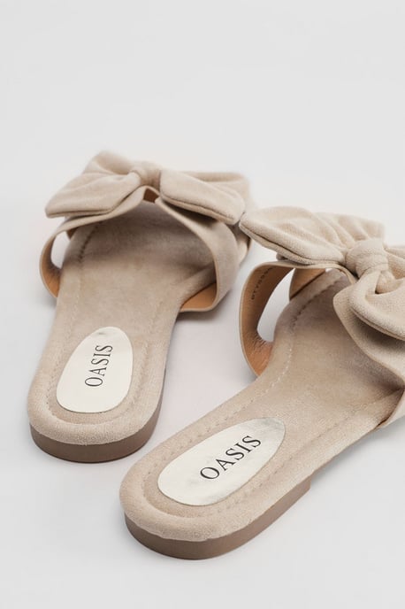 Freya Faux Suede Bow Detail Sliders - Image 2