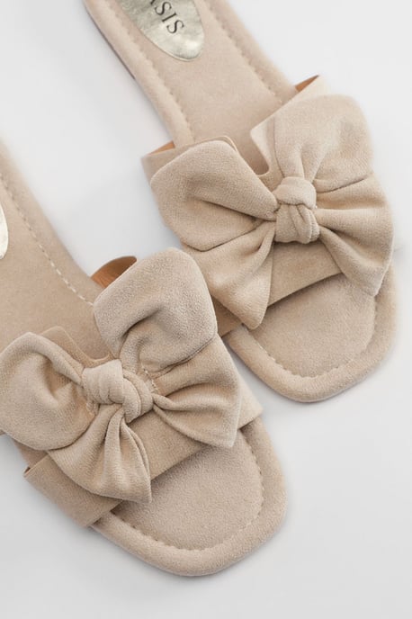 Freya Faux Suede Bow Detail Sliders - Image 3