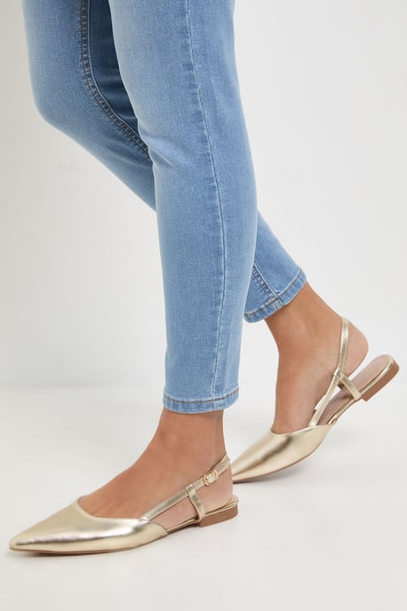 Briony Faux Leather Pointed Slingback Flat Shoes - Image 1