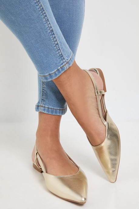 Briony Faux Leather Pointed Slingback Flat Shoes - Image 2
