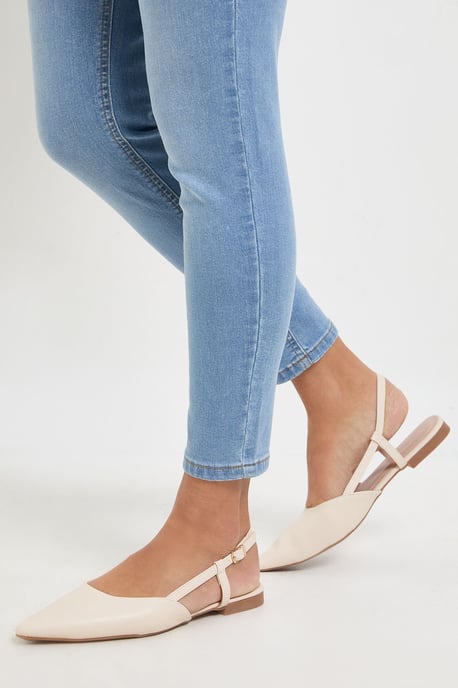 Briony Faux Leather Pointed Slingback Flat Shoes - Image 1