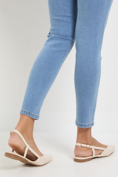 Briony Faux Leather Pointed Slingback Flat Shoes - Image 3
