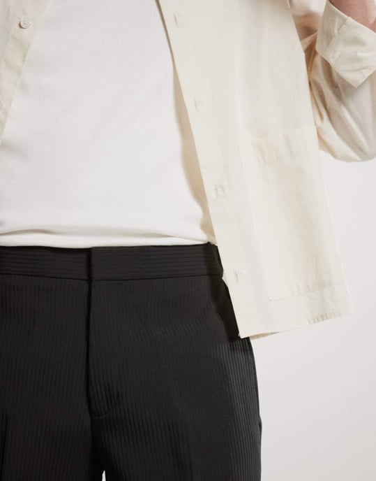 ASOS DESIGN smart co-ord ribbad rak ben i svart med elastisk midja - Image 2
